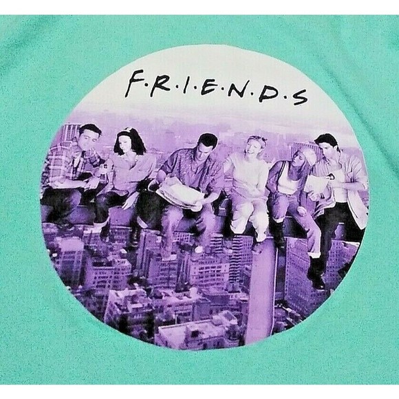 Vintage Friends T-Shirt XL Lunch Atop a Skyscraper Teal - Picture 2 of 4